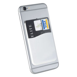Футляр для кредитных карт крепится к телефону, 8,6 х 5,6 х 0,3 см, силикон, белый